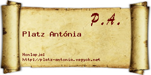 Platz Antónia névjegykártya